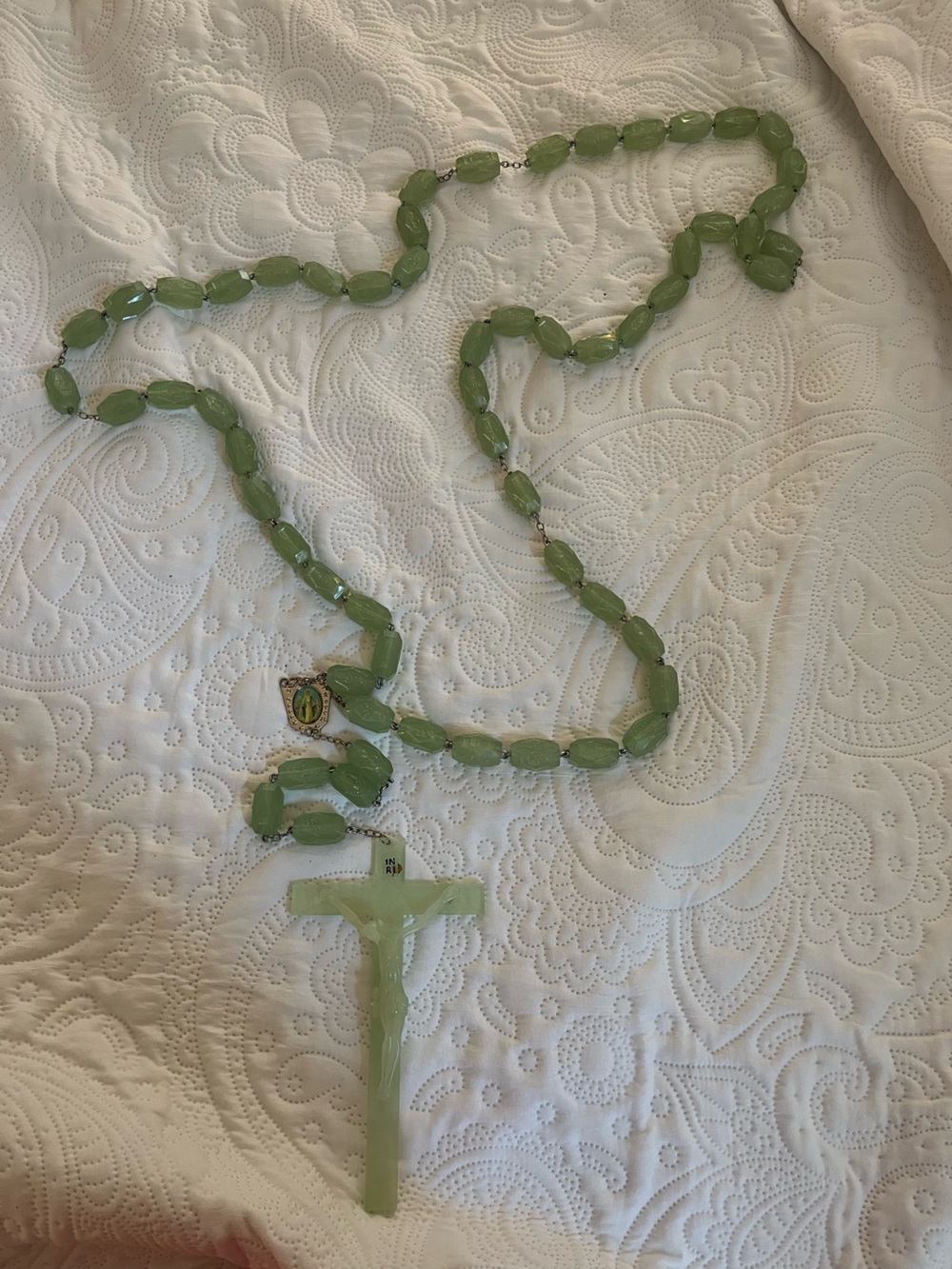 Giant Green Bead Glow in the Dark Rosary